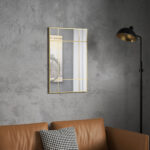 Specchio da Parete Stile Finestra con Montaggio Verticale e Orizzontale, 90x60 cm, Oro - immagine 9