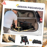 Passeggino per Cani Pieghevole con Ingressi a Cerniera e Finestre a Rete, 112x65x1 cm, Rosso e Nero - immagine 5