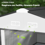 Casetta da Giardino 3,4x3,8x2 m in Acciaio con Doppia Porta Scorrevole e Tetto Inclinato, Argento - immagine 8