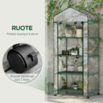 Serra per Piante Verticale con Scaffale a 4 Ripiani in Acciaio e PVC Bianco, 69x50x165cm - immagine 7