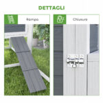 Pollaio per Galline con Casetta, Nido per Cova e Area Esterna, 214x101x 91,5cm, Grigio - immagine 7