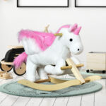 Cavallo a Dondolo Unicorno con Musica in Metallo e Legno 65x32x55cm - immagine 2