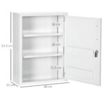Armadietto Medicinali a 3 Ripiani con Serratura e 2 Chiavi, in Acciaio, 40x15x53,5 cm, Bianco - immagine 3