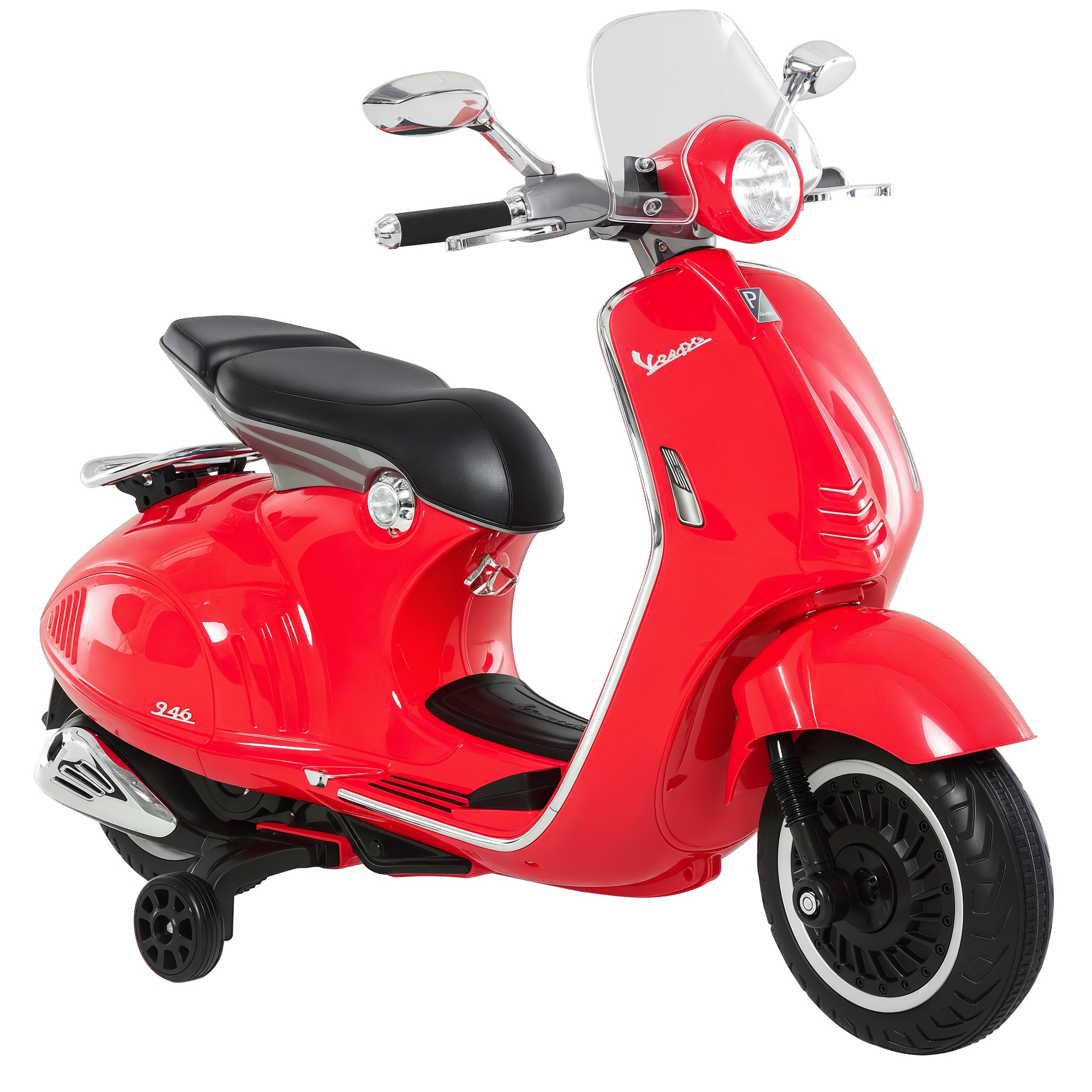 bXT9ca1980af788c8.jpg Moto Elettrica per Bambini con Licenza Ufficiale Vespa, 2 Rotelle, Luci e Suoni, 108x49x75 cm, Rossa - immagine 1