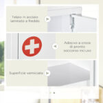 Armadietto Medicinali a 3 Ripiani con Serratura e 2 Chiavi, in Acciaio, 40x15x53,5 cm, Bianco - immagine 6
