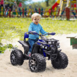 Quad Elettrico per Bambini 3-5 Anni a 12V con Fari e Pedale, in PP e Metallo 1x65x73 cm, Blu - immagine 2