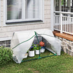 Mini Serra da Giardino e Balcone in Plastica PE e Acciaio con Chiusura a Zip, 99x71x60 cm - immagine 9
