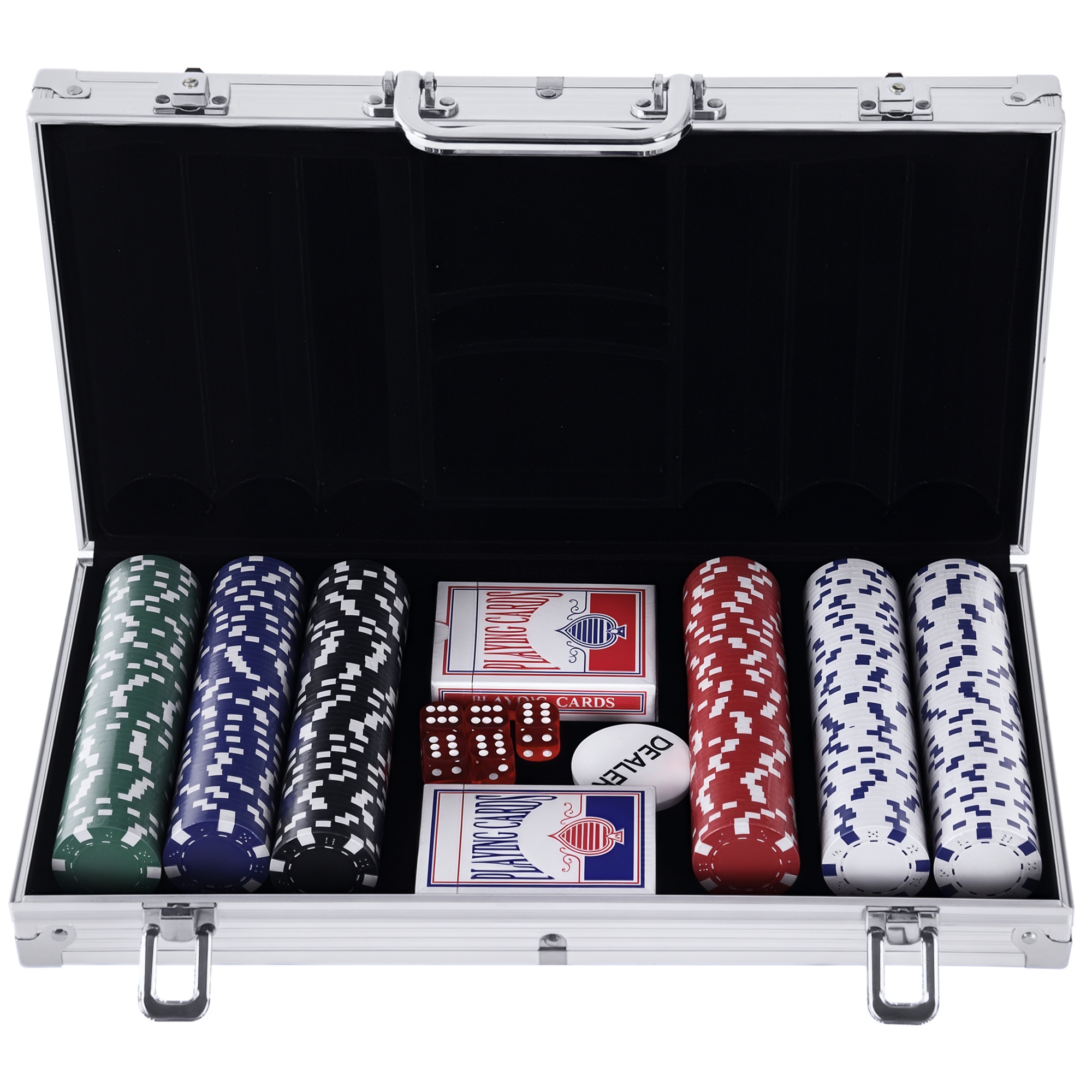 bpc4ac197f4dc7717.jpg Valigetta Poker Professionale in Alluminio, Set Poker con 3 Fiches e 2 Mazzi per Texas hold'em e Blackjack - immagine 1