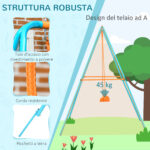 Altalena per Bambini 3-8 Anni da Giardino in Acciaio e PE con Seggiolino e Picchetti, 163x145x181 cm - immagine 4