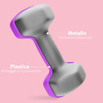 Set 2 Manubri 2x2 kg Esagonali e Antiscivolo per Casa e Palestra, in Metallo e Plastica, 16x7,5x7,5 cm, Viola - immagine 5