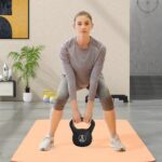 Kettlebell 6kg in Plastica e Sabbia con Base Piatta e Impugnatura, 20x13x22 cm, Nero - immagine 2