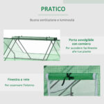 Serra da Giardino in Acciaio con Rivestimento in PE, Porte Avvolgibili e Finestre, 180x140x80cm, Verde - immagine 6