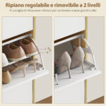 Scarpiera Slim Moderna con 3 Cassetti Ribaltabili per 24 Paia di Scarpe, 80x24x127 cm, Bianco - immagine 6