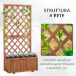 Fioriera da Esterno con Grigliato per Rampicanti e Vaso, in Legno di Abete, 72,5x31,5x149,5 cm, Arancio - immagine 4