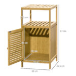 Mobiletto Bagno in Bambù a Doghe con Armadietto a un'Anta, 33x36,5x67cm, Colore Legno Naturale - immagine 3