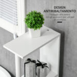 Colonna Bagno con 2 Ripiani e 2 Armadietti, in Legno, 15,2x29,8x118 cm, Bianco e Grigio - immagine 4