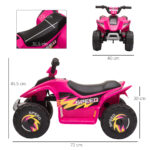 Quad per Bambini Elettrico con Batteria Ricaricabile 6V, e Velocità 2,8-4,6km/h, 72x40x45,5 cm, Rosa - immagine 3