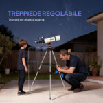 Telescopio Astronomico 80mm con Montatura AZ, 2 Lenti Oculari e Adattatore Smartphone, 92x92x130 cm, Bianco e Nero - immagine 8