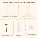Recinto per Animali Domestici Piccoli con 36 Pannelli di Metallo Modulabili con Porta, Bianco - immagine 6