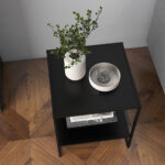 Tavolino da Caffè in Stile Industriale in Acciaio a 2 Ripiani, 40x40x45cm, Nero - immagine 8