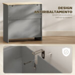 Credenza Cucina con Cassetto e Armadietto con Ripiano Regolabile, in Legno, 78,5x35x80 cm, Multicolore - immagine 6
