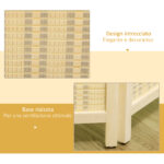 Paravento da Interno a 4 Ante Pieghevole Altezza 180cm, Legno e Bambù Stile Boho, Colore Naturale - immagine 4