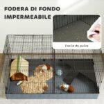 Gabbia per Animali Piccoli 2 in 1, Coperchio Rimovibile e Sezioni Separate, 121x61x61 cm, Nero - immagine 6