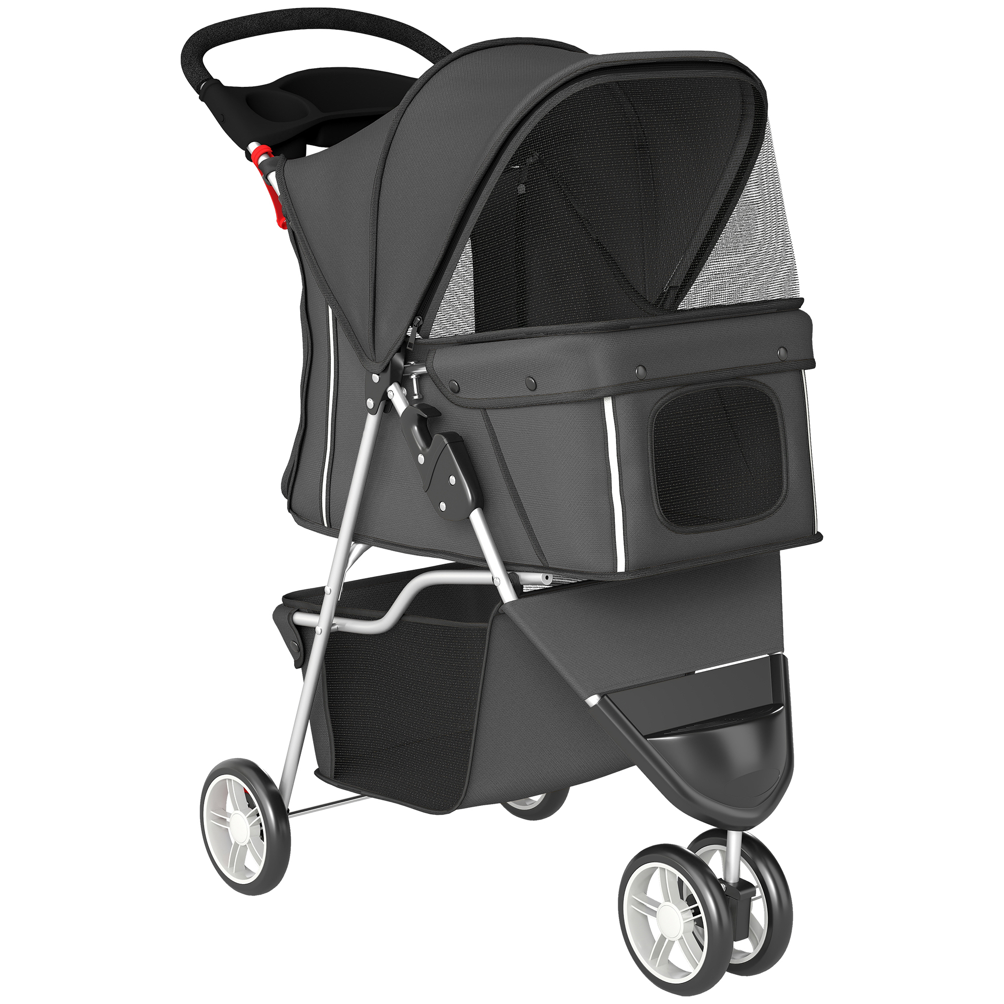 dCRe7519bb8508702.jpg Passeggino per Cani Pieghevole con Portabicchieri e Cestino, 77x44x102 cm, Grigio Carbone - immagine 1
