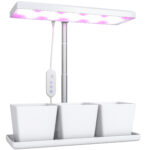 Lampade per Pianta da 30 Luci LED con 3 Vasi, Timer e Illuminazione Regolabile, 31,8x13,4x18,6-35,6 cm, Bianco