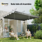 Tettuccio di Ricambio per Gazebo 4x3 m con 10 Fori di Drenaggio, Grigio Chiaro - immagine 7