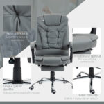 Sedia da Ufficio Ergonomica Reclinabile a 145° con Poggiapiedi Estraibile in Finta Pelle, Grigio - immagine 7