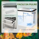 Acquario 28L a Illuminazione LED con Fori di Ventilazione e Pompa, in Vetro e ABS, 38x26x38cm - immagine 6