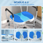 Sedia da Doccia con Seduta Scanalata, Altezza Regolabile e Piedini Antiscivolo, Blu - immagine 4