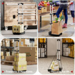 Carrello Portapacchi Pieghevole da 40 kg con 2 Cinghie, Maniglia Telescopica, Alluminio e Plastica, Nero - immagine 7