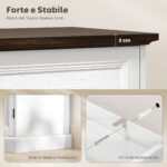 Credenza da Cucina Stile Vintage con 4 Cassetti e 2 Armadietti con Mensole Regolabili, 147x40x87, Legno Bianco - immagine 7