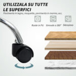 Sedia da Ufficio Massaggiante a 6 Punti e Inclinabile, in pelle PU e Acciaio, 66x72x113-121 cm, Grigio Carbone - immagine 8