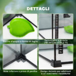 Terrario per Rettili Rialzato con Serratura e Termometro, in Vetro e Rete Metallica, 50x30x25 cm, Nero - immagine 6