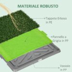 Toilette per Cani con Prato Sintetico, Erba di Ricambio e Vassoio Inferiore per Interno ed Esterno, 67x41x3,5 cm - immagine 5