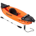 Canoa Gonfiabile 2 Posti in PVC con 2 Remi in Alluminio e Accessori, Arancione