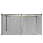 Zanzariera per Gazebo Tende di Ricambio Universale con Cerniere, 352x207cm - Nero e Beige