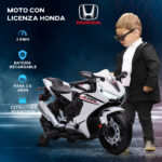 Moto Elettrica per Bambini con Licenza HONDA, Batteria 6V Ricaricabile, Velocità 3km/h, Bianco - immagine 6
