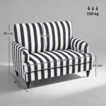 Poltrona da Salotto con Seduta Ampia in Velluto a Righe con Molle a S, 115x82x82 cm, Nero e Bianco - immagine 3