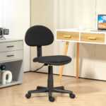 Sedia da Ufficio Girevole ad Altezza Regolabile, in Tessuto Elastico, Spugna e Acciaio, 43x51x73-85 cm, Nero - immagine 2