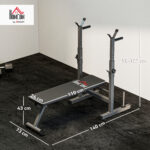 Panca Pesi Pieghevole con 8 Altezze Regolabili e Supporto Bilanciere in Acciaio e PU, 140x73x98-122 cm, Grigio - immagine 3