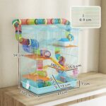 Gabbia per Criceti a 5 Piani con Tubi Colorati, Ruota, Casetta e Accessori, 47x30x59 cm, Azzurro - immagine 3