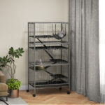 Gabbia per Conigli con 4 Ingressi a Livelli Multipli con Amaca, in Acciaio e PP, 80x52x159 cm - immagine 2