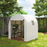 Serra a Tunnel per Orto 1,8x1,8x2 m in Acciaio e PE Anti UV con Porte Avvolgibili e Finestre, Bianca - immagine 2