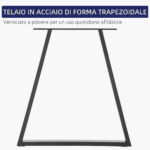 Set 2 Gambe per Tavolo Trapezoidali in Acciaio con 6 Fori e 12 Viti, 70x5x72 cm, Nero - immagine 6