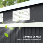 Capanno Attrezzi con Tetto Inclinato, 2 Ingressi e Prese d'Aria, in Acciaio, 213x130x172 cm, Grigio Scuro - immagine 7