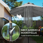 Ombrellone doppio con Base a crocee Luci Solari, 295x150x219cm, Grigio - immagine 7